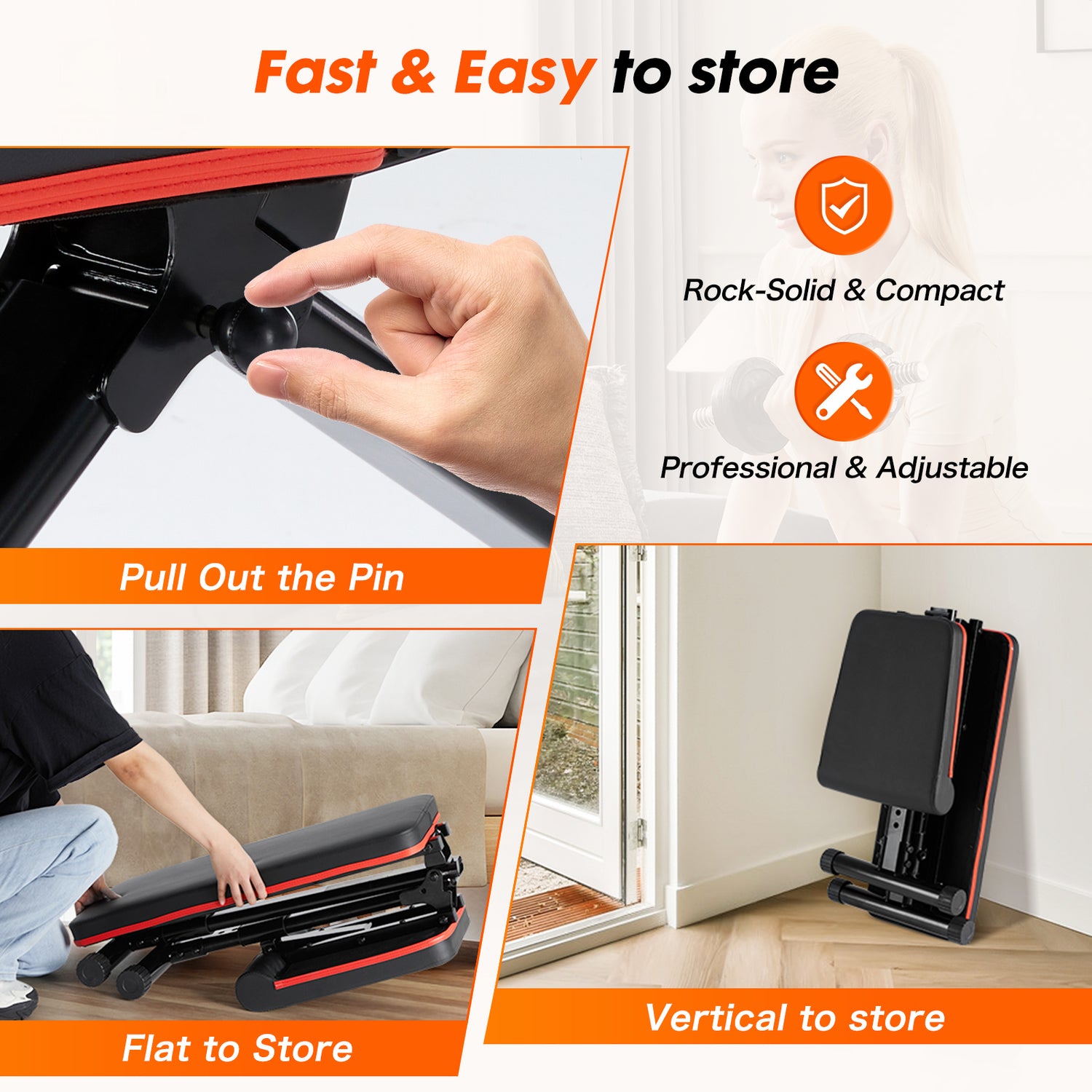 IronForge Adjustable Weight Bench ergonomic height design
